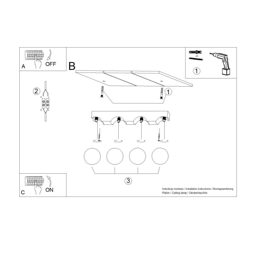 Плафон BULBO 4xG9/8W/230V бук/бял