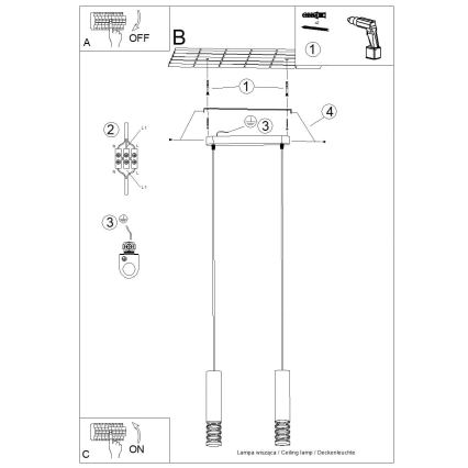 Пендел LAMI 2xGU10/10W/230V бял