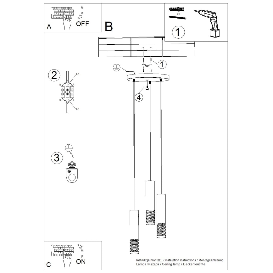 Пендел LAMI 3xGU10/10W/230V бял