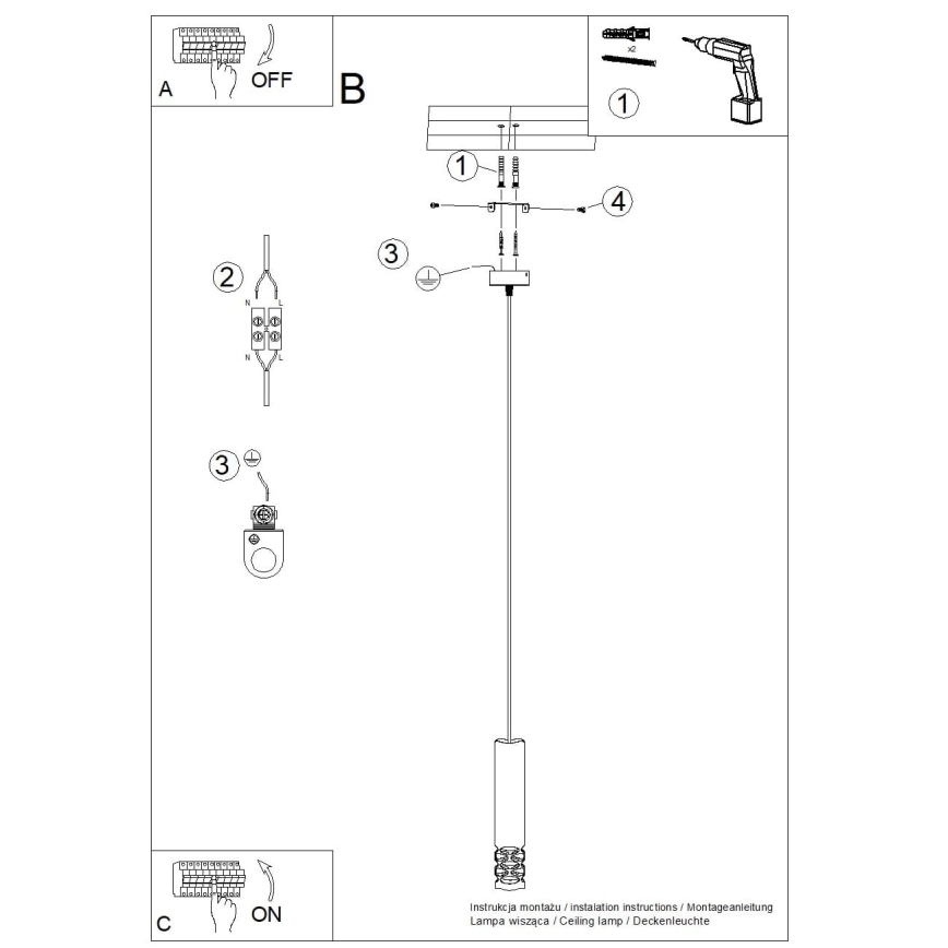 Пендел LIRO 1xGU10/10W/230V бял