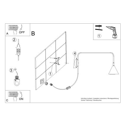 Аплик NOX 1xE14/10W/230V черен