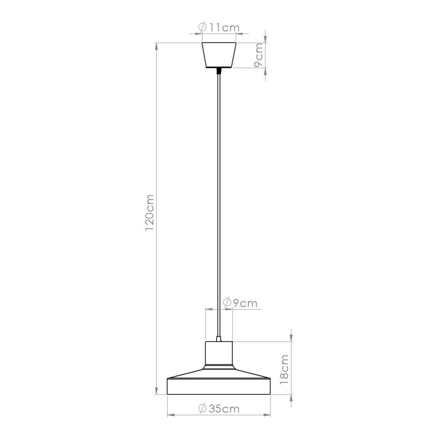 Пендел BILO 1xE27/15W/230V Ø 35 см бял
