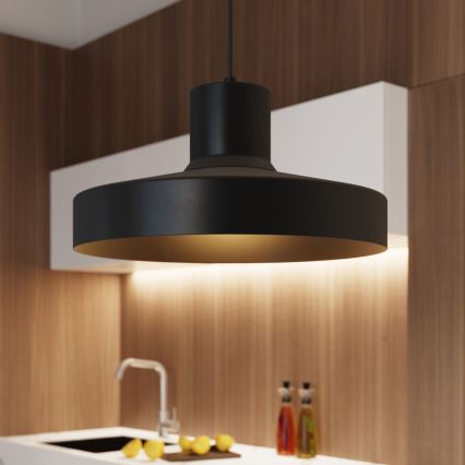 Пендел BILO 1xE27/15W/230V Ø 35 см черен