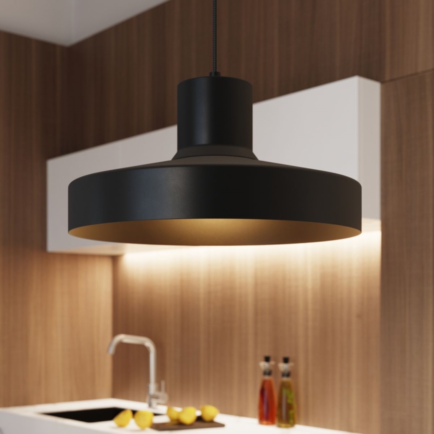 Пендел BILO 1xE27/15W/230V Ø 35 см черен