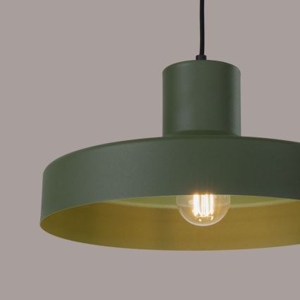 Пендел BILO 1xE27/15W/230V Ø 35 см зелен