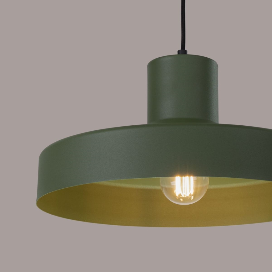 Пендел BILO 1xE27/15W/230V Ø 35 см зелен