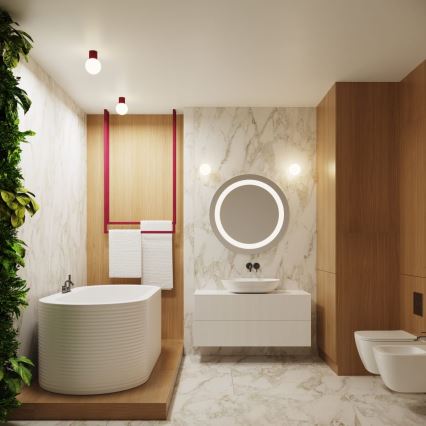 Плафон за баня HALO 1xG9/8W/230V Ø 12 см IP44 червен