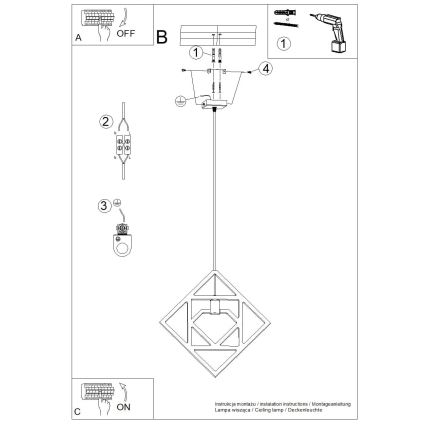 Пендел CARO 1xE27/15W/230V бук