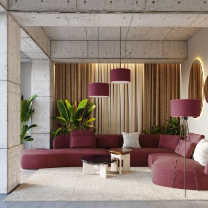 Полилей на кабел NEVIA 1xE27/15W/230V, диаметър 40 см, червен