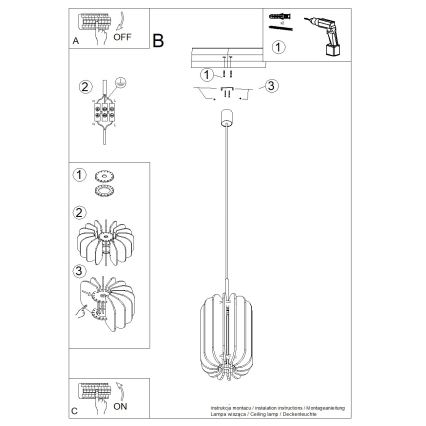 Пендел на кабел MULA 1xE27/15W/230V, диаметър 27 см, кремав