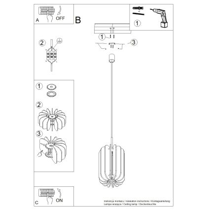 Пендел на кабел MULA 1xE27/15W/230V Ø 27 см жълт