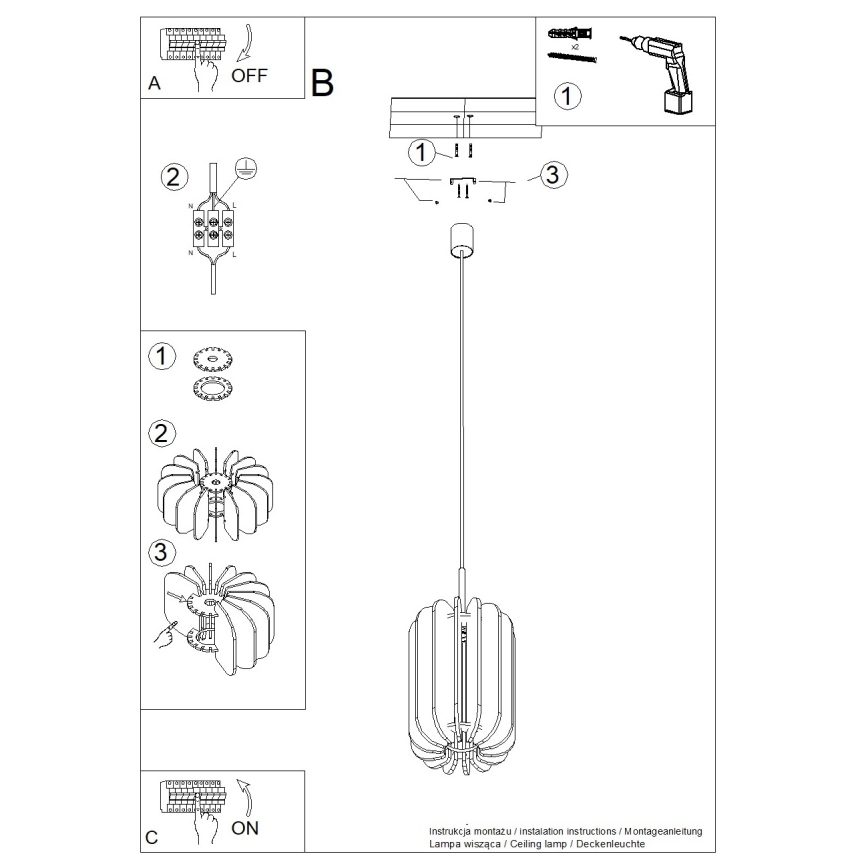 Пендел на кабел MULA 1xE27/15W/230V Ø 27 см, син