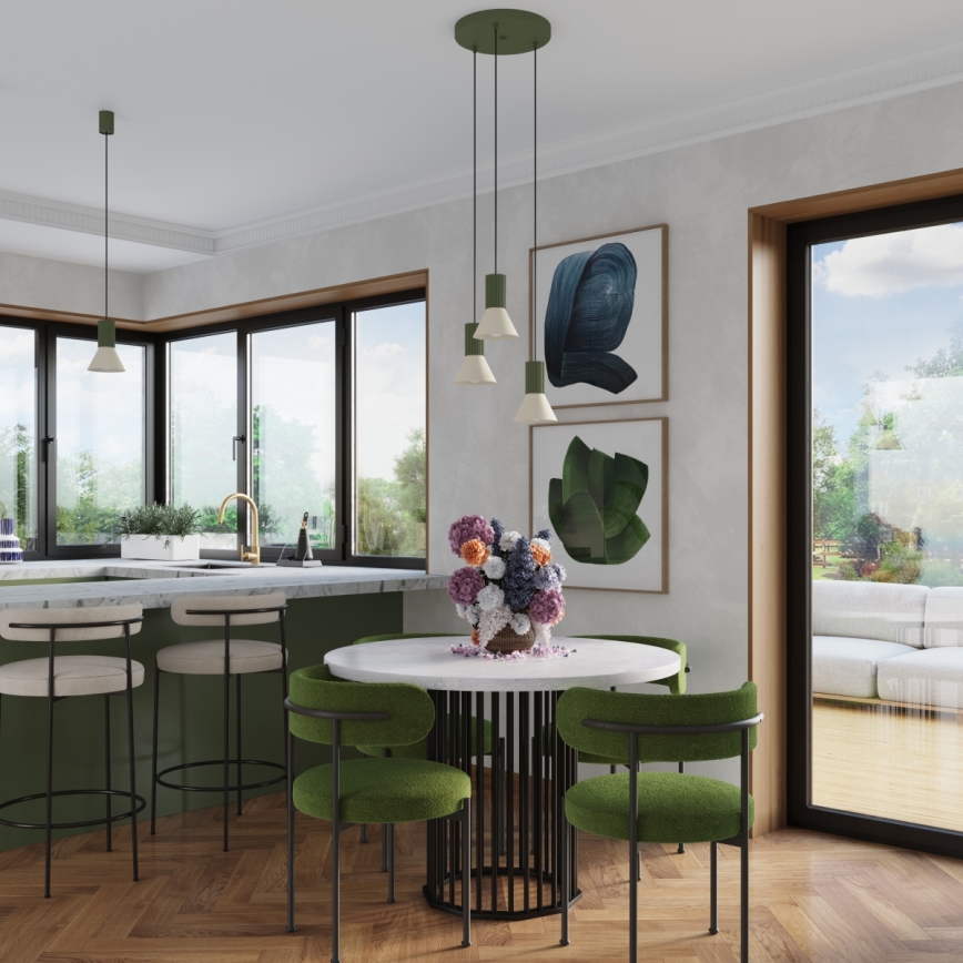 Полилей на кабел ESTRIA 3xE14/10W/230V Ø 30 см зелен