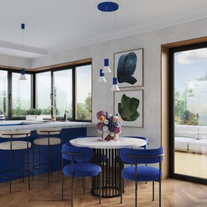 Полилей на кабел ESTRIA 1xE14/10W/230V Ø 14 см син