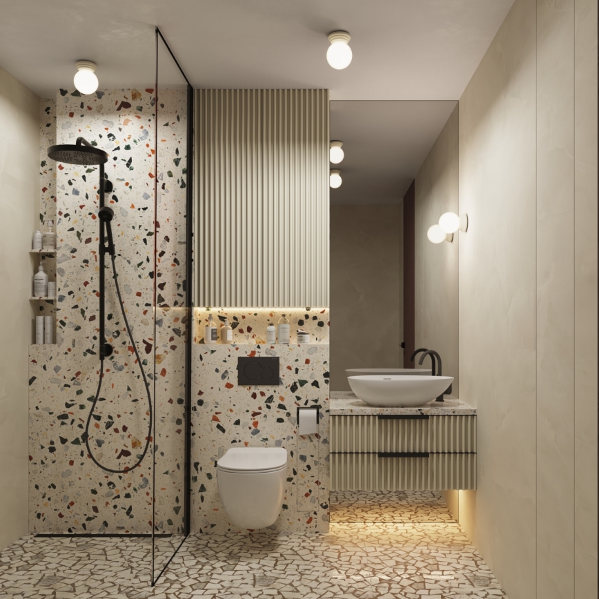 Таванно осветително тяло за баня ZORI 1xG9/8W/230V Ø 12 см IP44 бежово