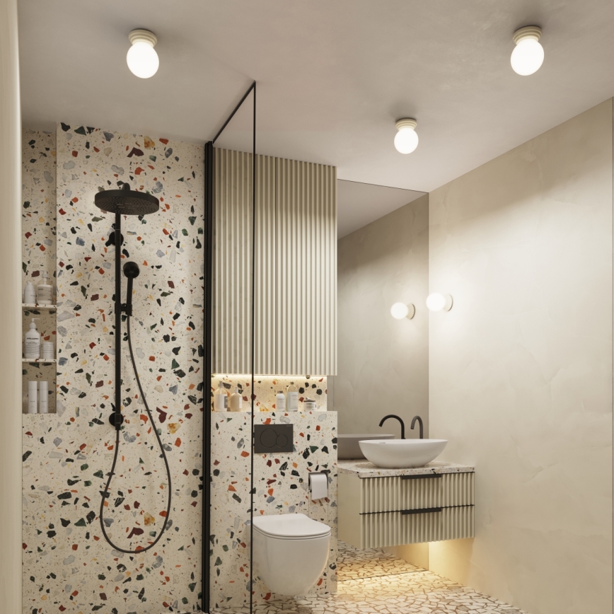 Таванно осветително тяло за баня ZORI 1xG9/8W/230V Ø 12 см IP44 бежово