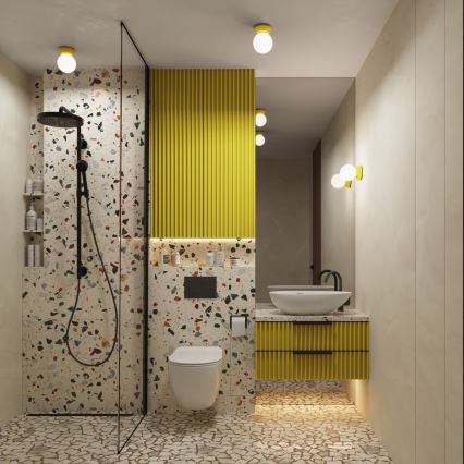 Таванно осветително тяло за баня ZORI 1xG9/8W/230V, Ø 12 см, IP44, жълто