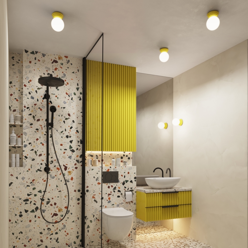 Таванно осветително тяло за баня ZORI 1xG9/8W/230V, Ø 12 см, IP44, жълто