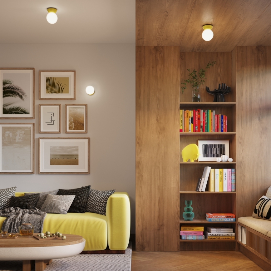 Таванно осветително тяло за баня ZORI 1xG9/8W/230V, Ø 12 см, IP44, жълто