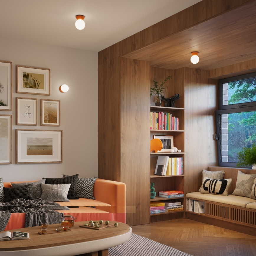 Таванно осветително тяло за баня ZORI 1xG9/8W/230V Ø 12 см IP44 оранжево