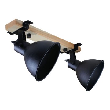 Спот 2xE27/40W/230V бук/черен