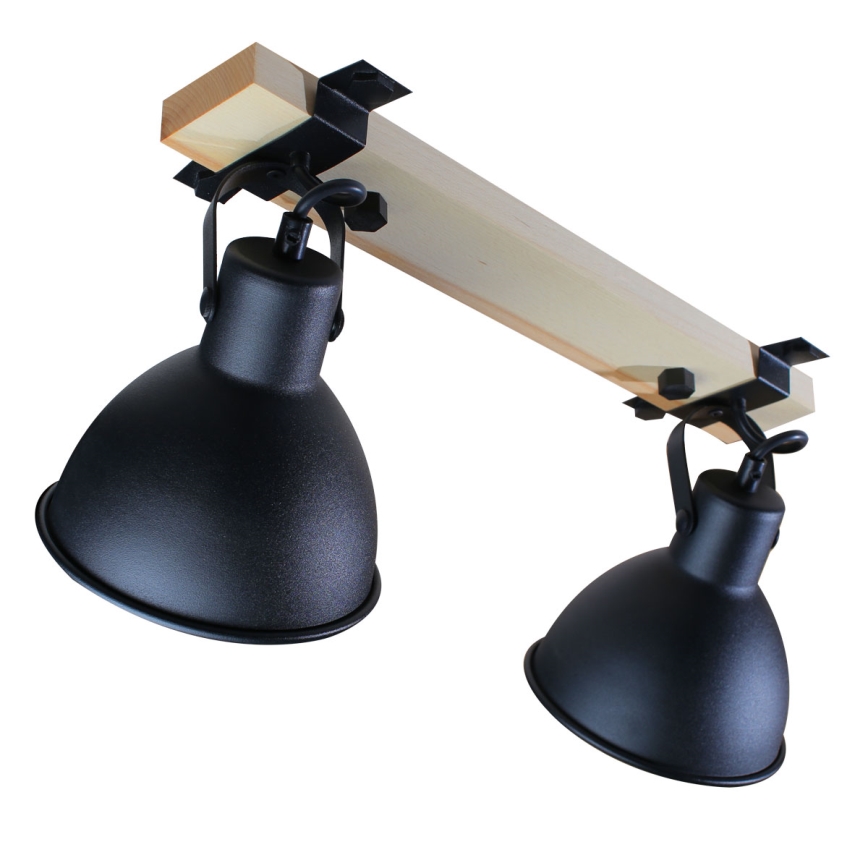 Спот 2xE27/40W/230V бук/черен