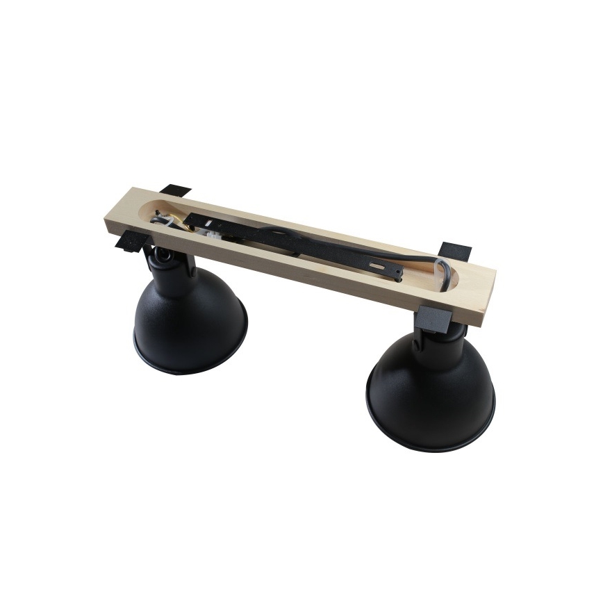 Спот 2xE27/40W/230V бук/черен