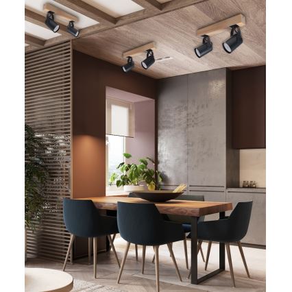 Спот 2xGU10/50W/230V бук/черен