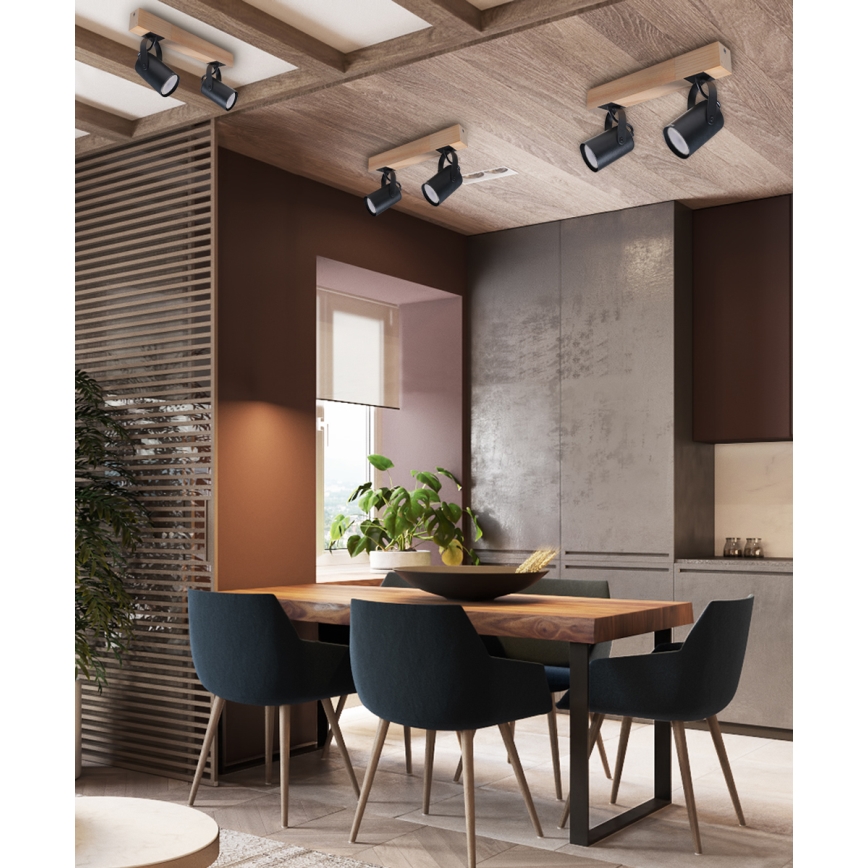 Спот 2xGU10/50W/230V бук/черен