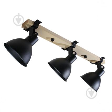 Спот 3xE27/40W/230V бук/черен