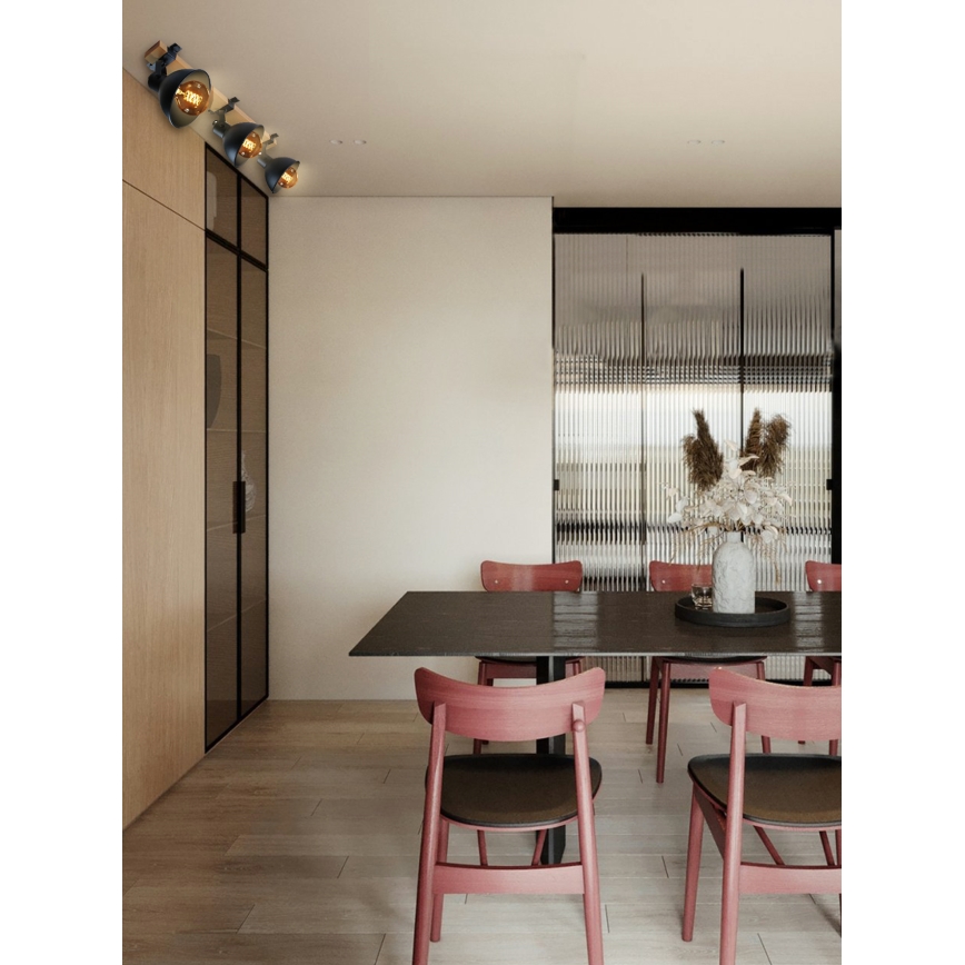 Спот 3xE27/40W/230V бук/черен