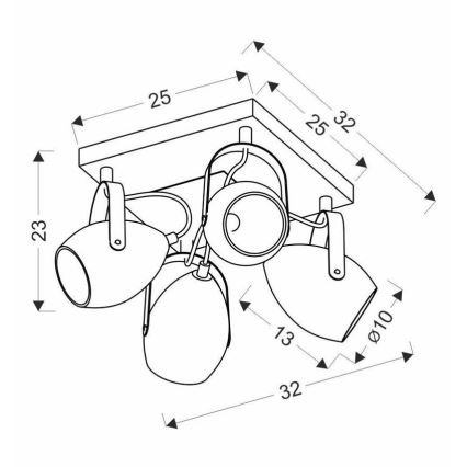 Спот ANICA 4xE14/40W/230V черен/меден