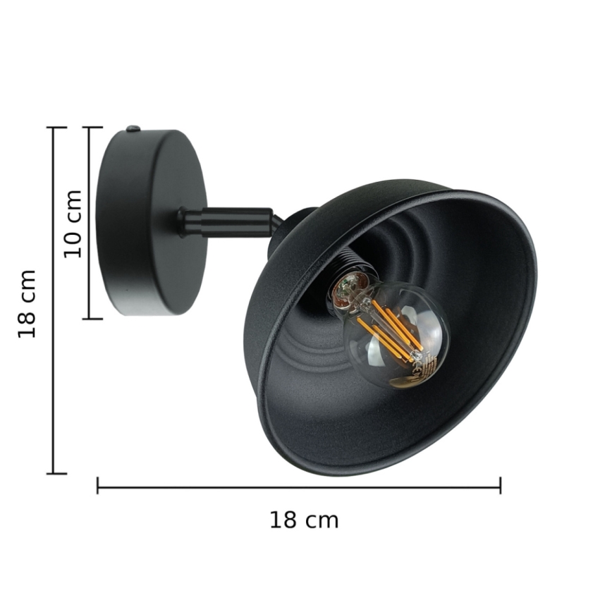 Спот аплик FAUN 1xE27/60W/230V черен
