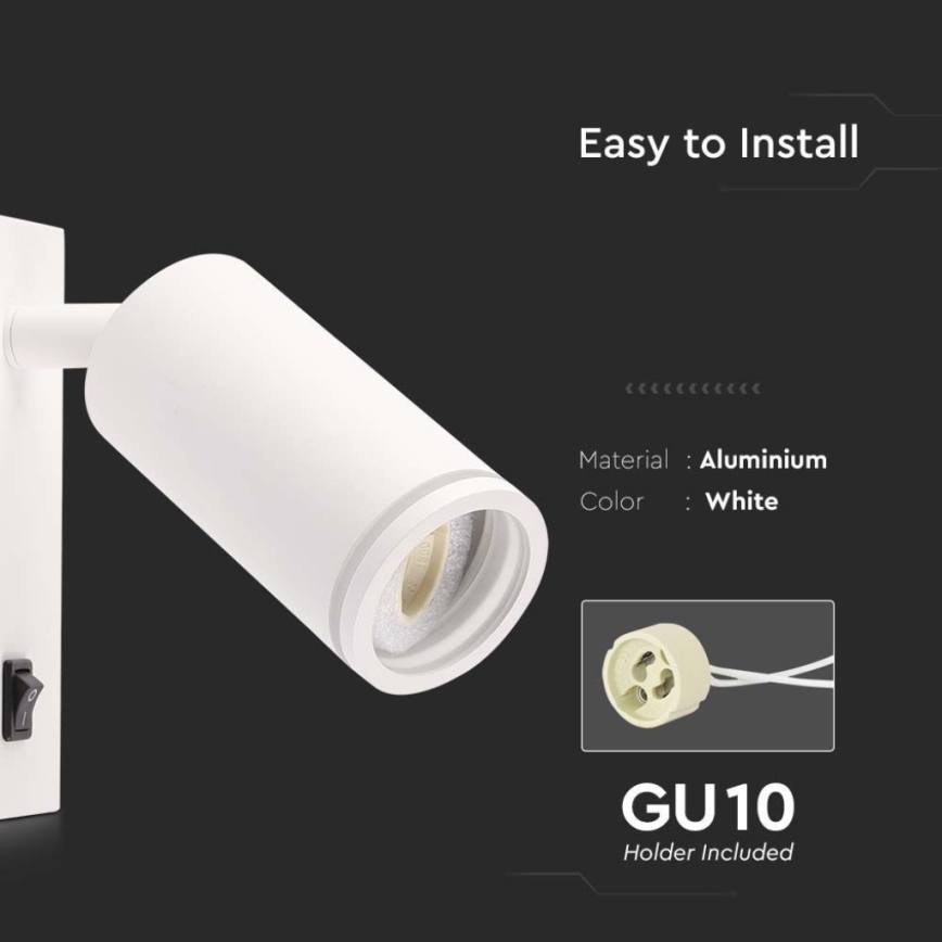 Спот аплик с превключвател 1xGU10/35W/230V бял