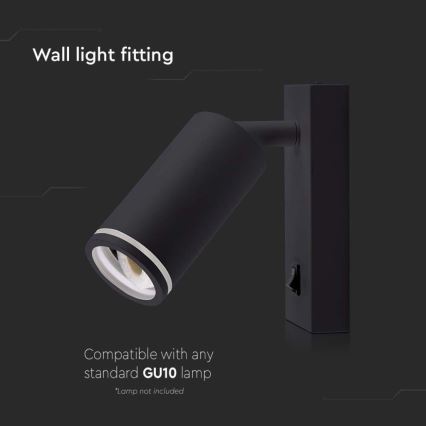Спот аплик с превключвател 1xGU10/35W/230V черен