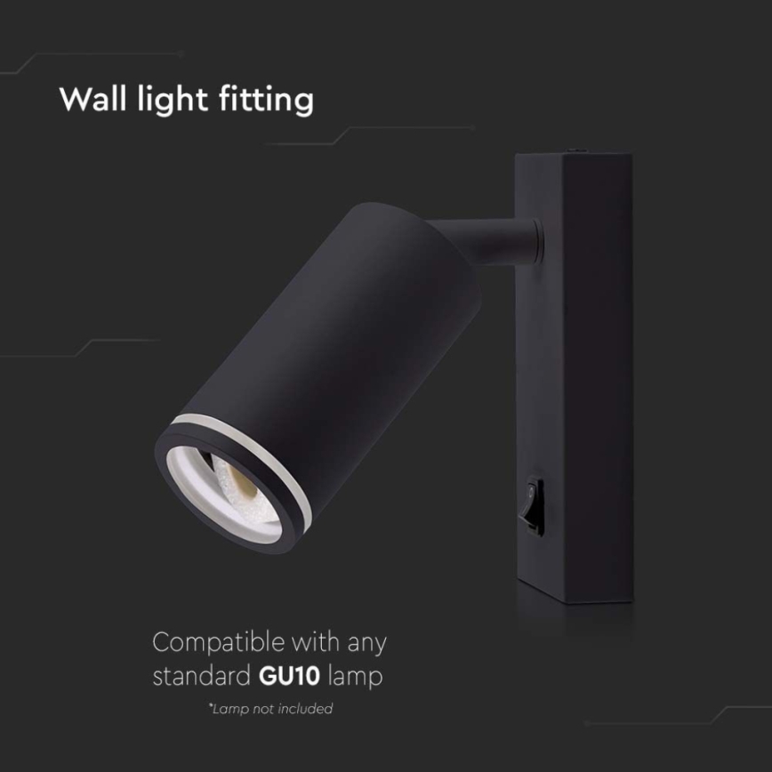 Спот аплик с превключвател 1xGU10/35W/230V черен