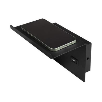 Спот аплик с рафт и USB зарядно устройство 1xG9/35W/230V черен/златист