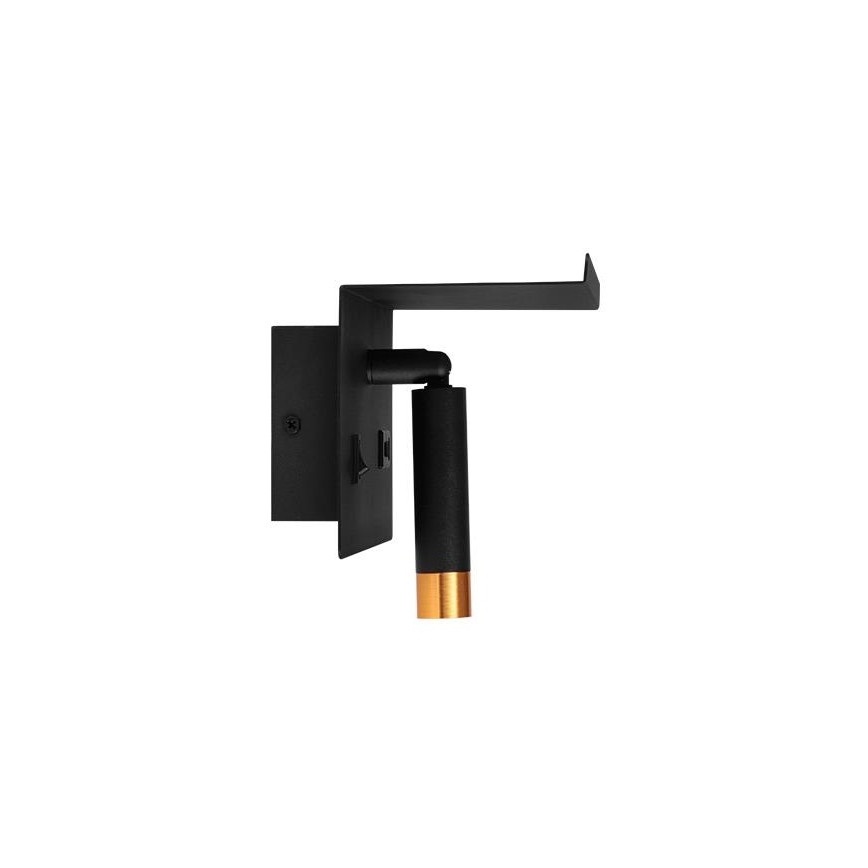 Спот аплик с рафт и USB зарядно устройство 1xG9/35W/230V черен/златист