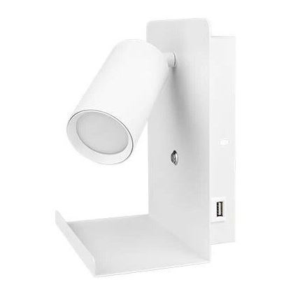 Спот аплик с рафт и USB зарядно устройство 1xGU10/35W/230V бял