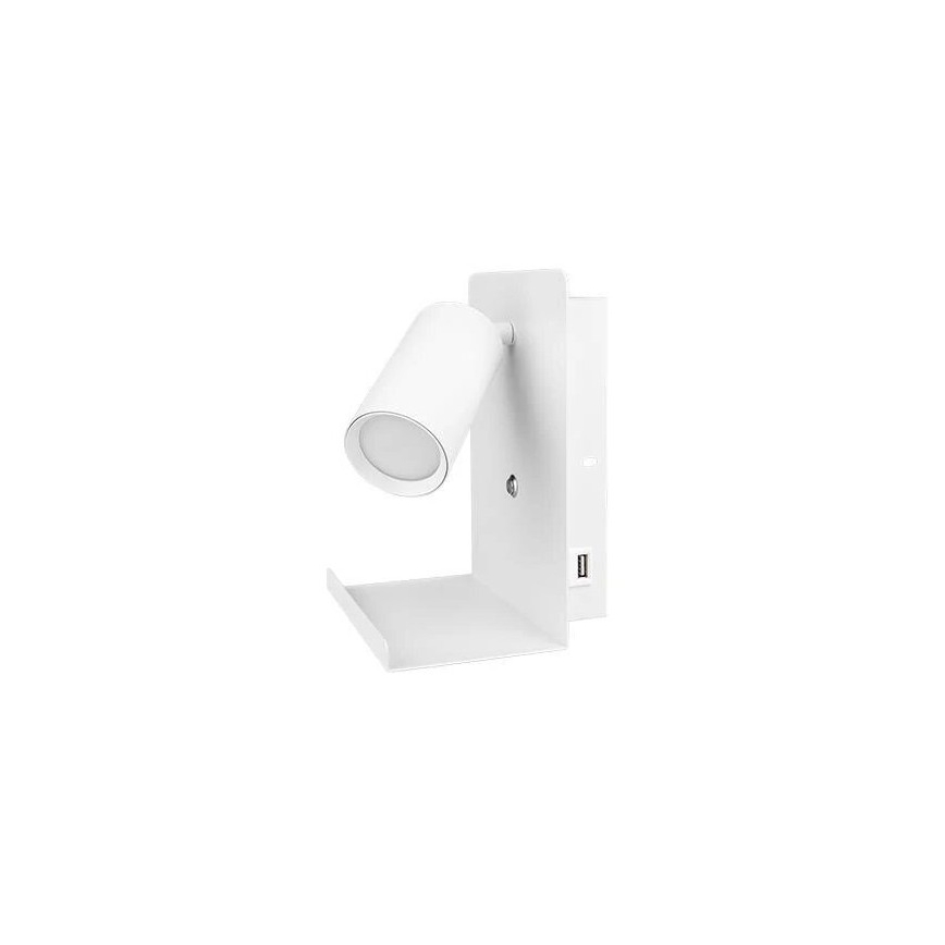 Спот аплик с рафт и USB зарядно устройство 1xGU10/35W/230V бял