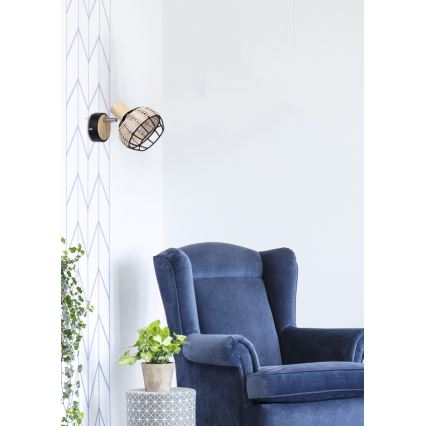 Спот аплик TAJGA 1xE14/40W/230V ратан/черен