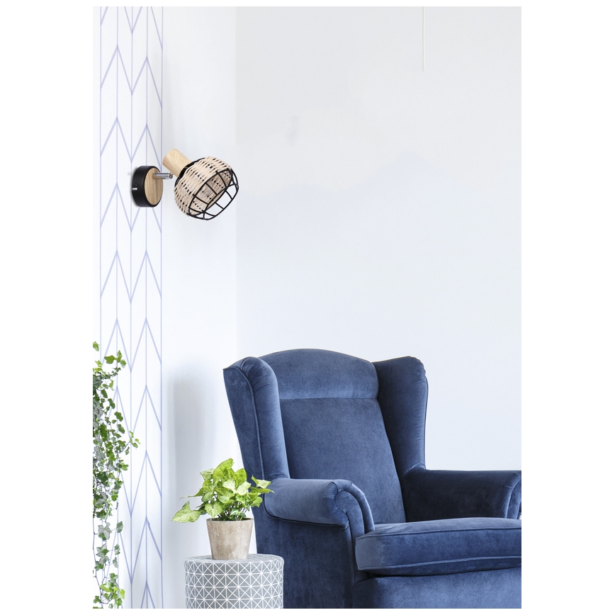 Спот аплик TAJGA 1xE14/40W/230V ратан/черен