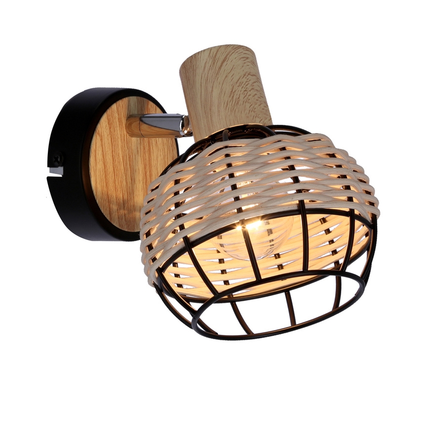 Спот аплик TAJGA 1xE14/40W/230V ратан/черен