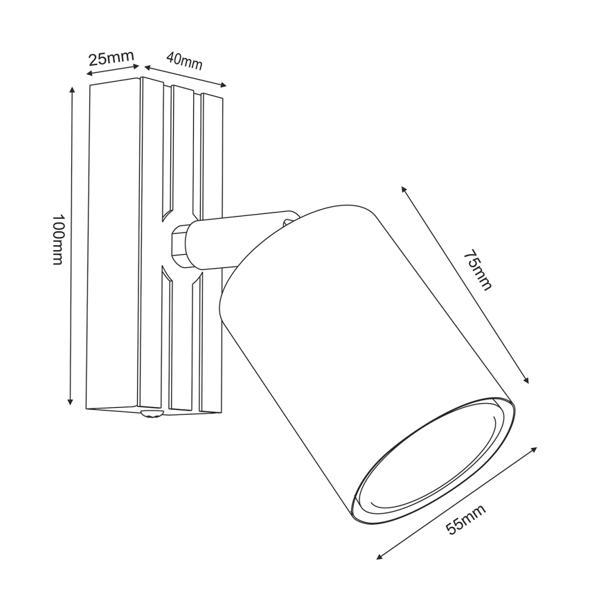 Спот аплик TERRA 1xGU10/8W/230V черен/дъб
