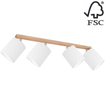 Спот BENITA 4xE27/25W/230V бял/дъб – FSC сертифицирано