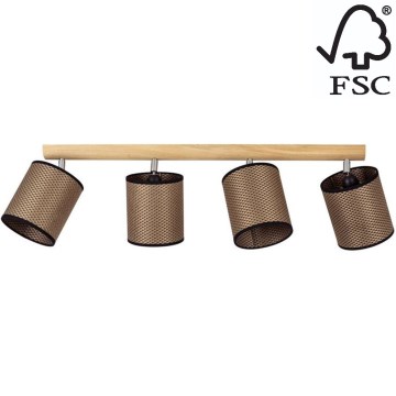 Спот BENITA 4xE27/25W/230V кафяв/дъб – FSC сертифицирано