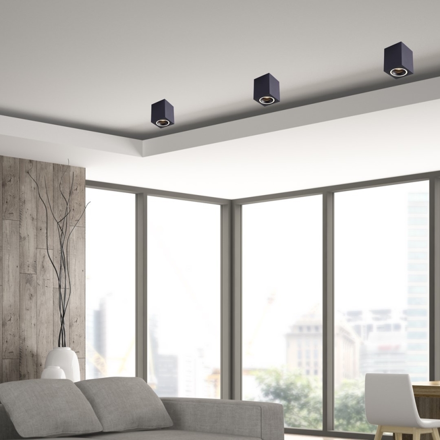 Спот BIMA 1xGU10/25W/230V квадратен черен