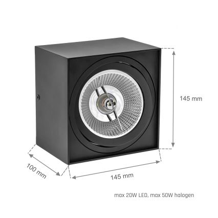 Спот CHLOE AR111 1xGU10/50W/230V ъглов черен