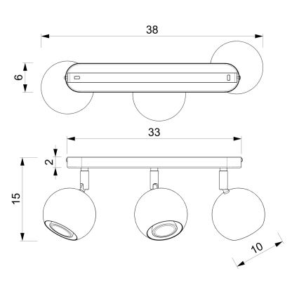 Спот COMET 3xGU10/8W/230V черен/лъскав хром