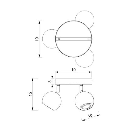 Спот COMET 3xGU10/8W/230V черен/лъскав хром